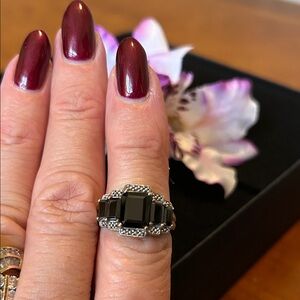 Black Spinel Silver Ring